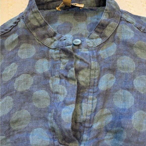 NWT FLAX Designs Linen Shirt Spartan Pullover OCEAN DOT L - Picture 8 of 12